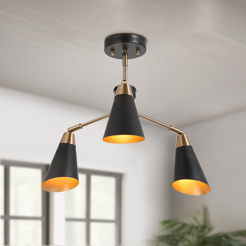 Dalisia 3-light Rustic/Farmhouse Black Semi Flush Mount