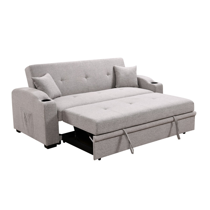 Versatile Sofa Bed With Adjustable Backrest And Hidden Storage For All Spaces, Light Grey