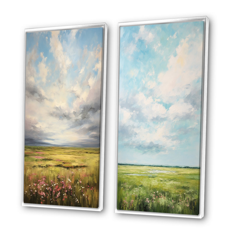 Meadow Bold Horizon «Meadow Bold Horizon», 2 pièces sur toile, Cadre blanc, H 40 po x l 40 po