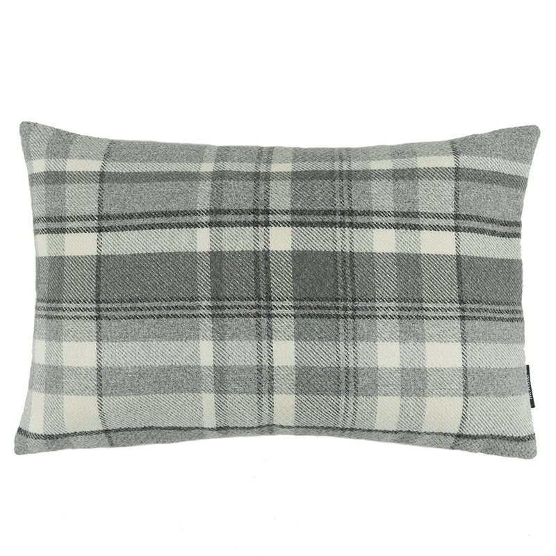 Griggs Plaid Rectangular Cushion, Dark Charcoal Grey, 30 x 50cm
