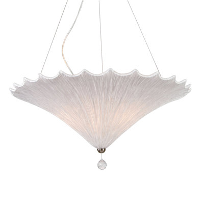 Eclectic 3 Light White Fabric Shade Pendant