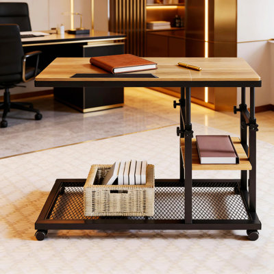 Table de bout, table mobile en C, table d'appoint avec roulettes