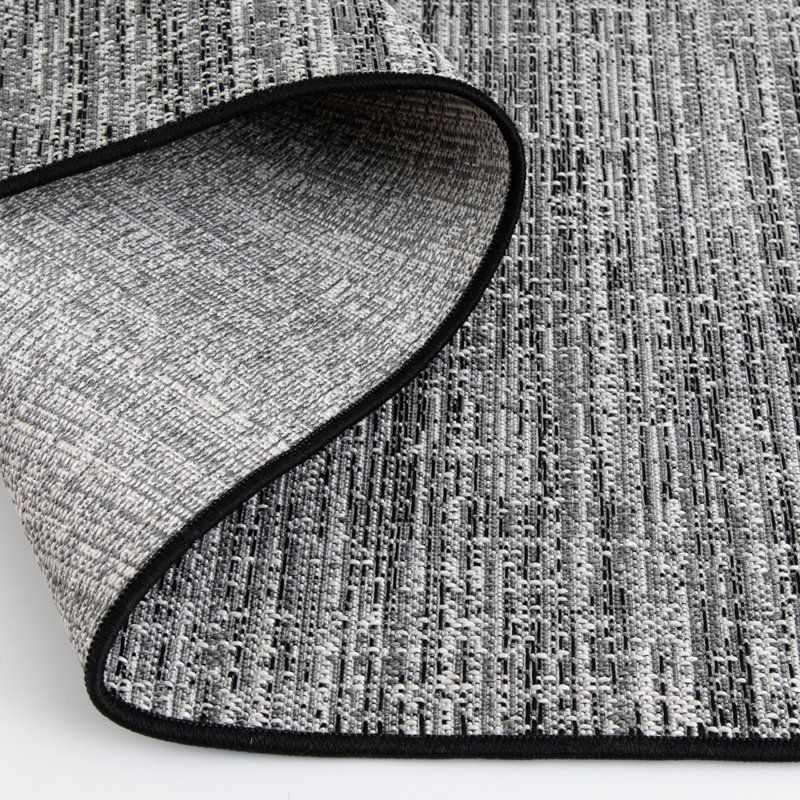 Bungalow Rose Perkinson Grey Stripe Indoor Polypropylene Area Rug, Rectangle 8'2.44" x 11'11.7"