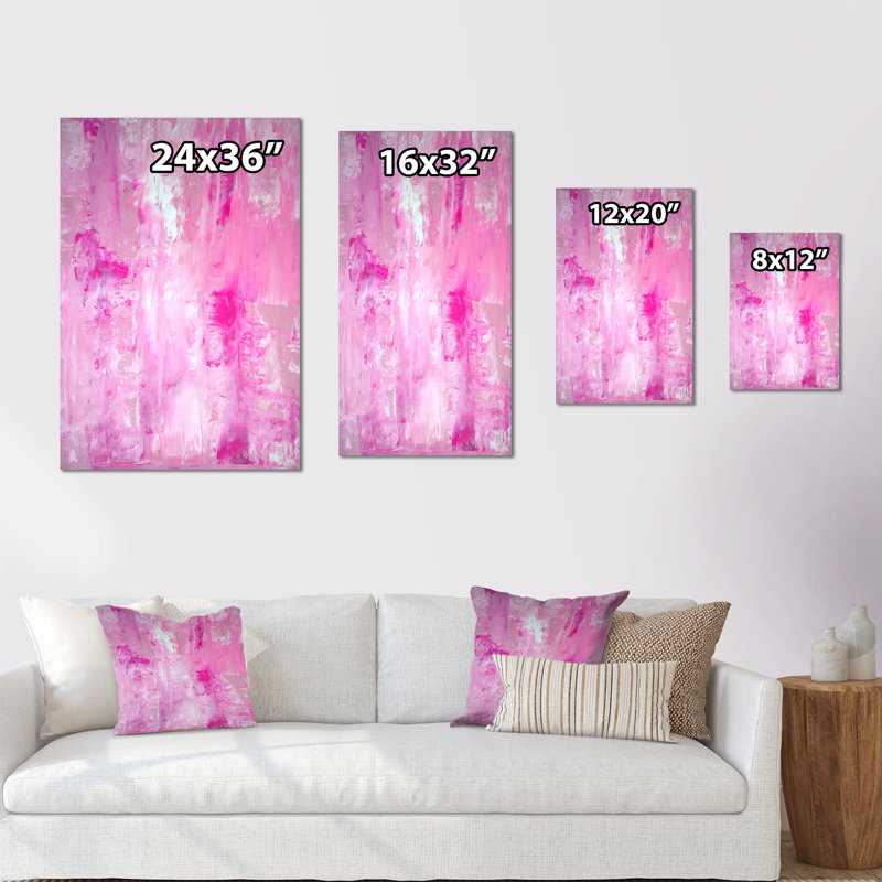 Rose abstrait, peinture d'art VI - décoration murale moderne et contemporaine en toile, H 32 po x l 16 po x P 1 po