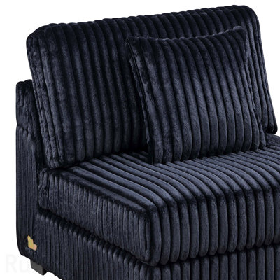 Contemporary Modern 7-Pc Modular U-Sectional Sofa Set Usb Cup Holder Black Finish Corduroy Living Room Furniture Couch
