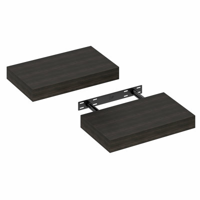 Furinno TANNA Floating Shelves for Wall Set of 2, 9 x 16 Wall Shelf, Wall Mounted Floating Shelf with Invisible Bracket, 2-in Thick Shelf, for Bathroom, Living Room, Bedroom, Home Office, Tobacco Oak