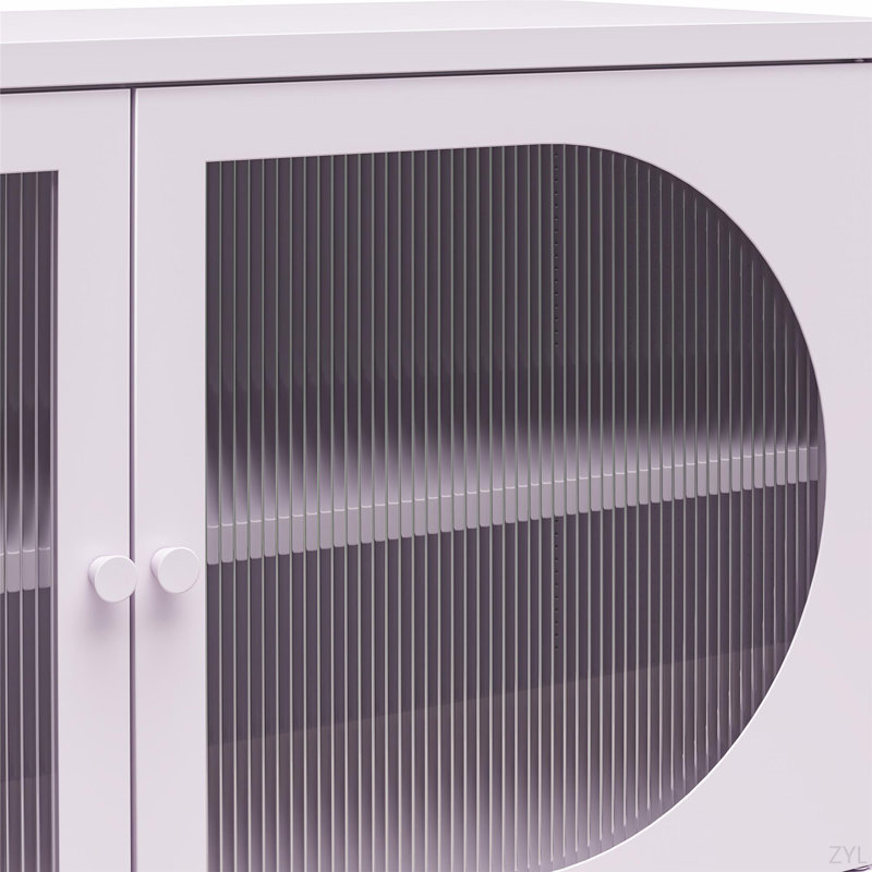 Armoire d'appoint 2 portes avec verre cannelé Luna, Lilas
