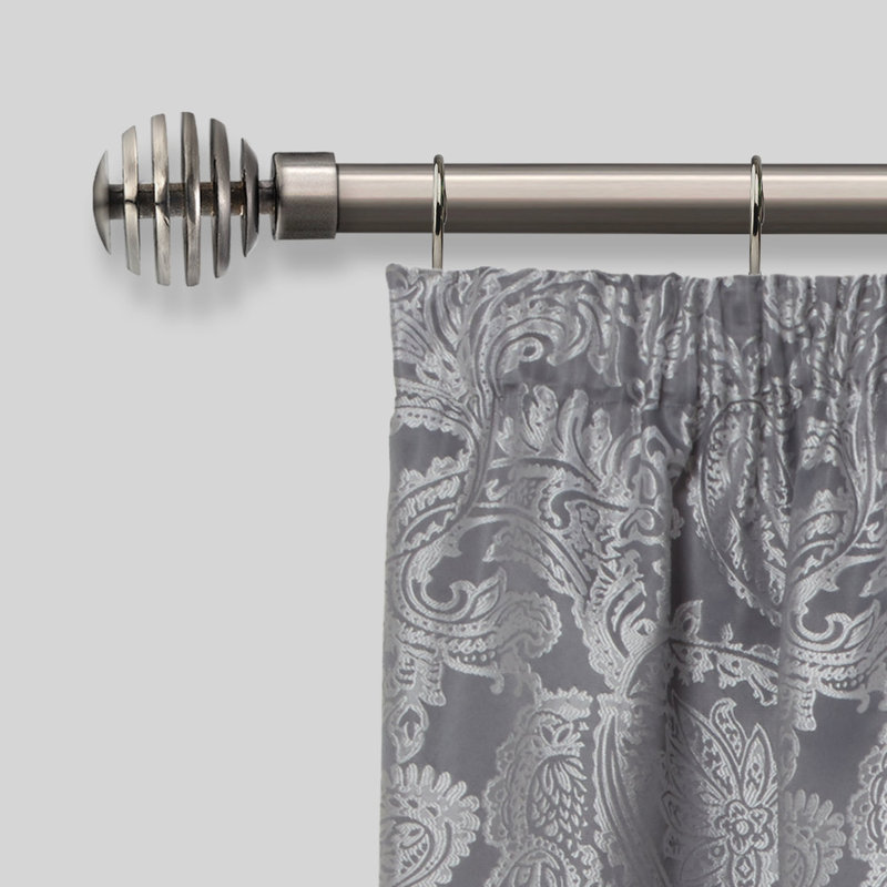Metal Sliced Stainless Steel Adjustable 2cm Single Curtain Pole, 1.2 - 2.1m, Black Silk