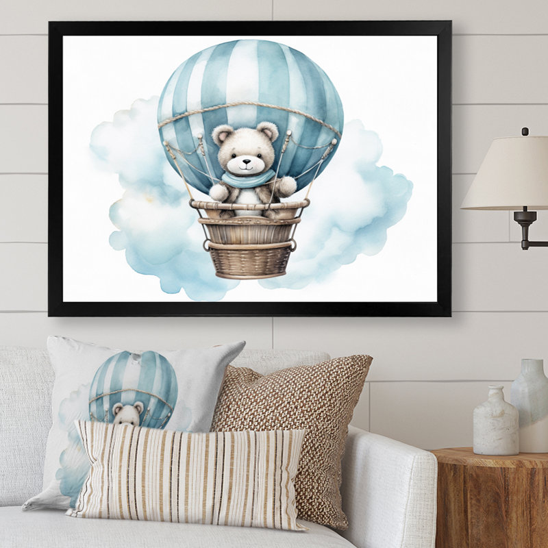 «Nursery Bear Cub Children Dreams I», reproduction sur toile, H 30 po x l 40 po x P 1,5 po, Cadre photo noir