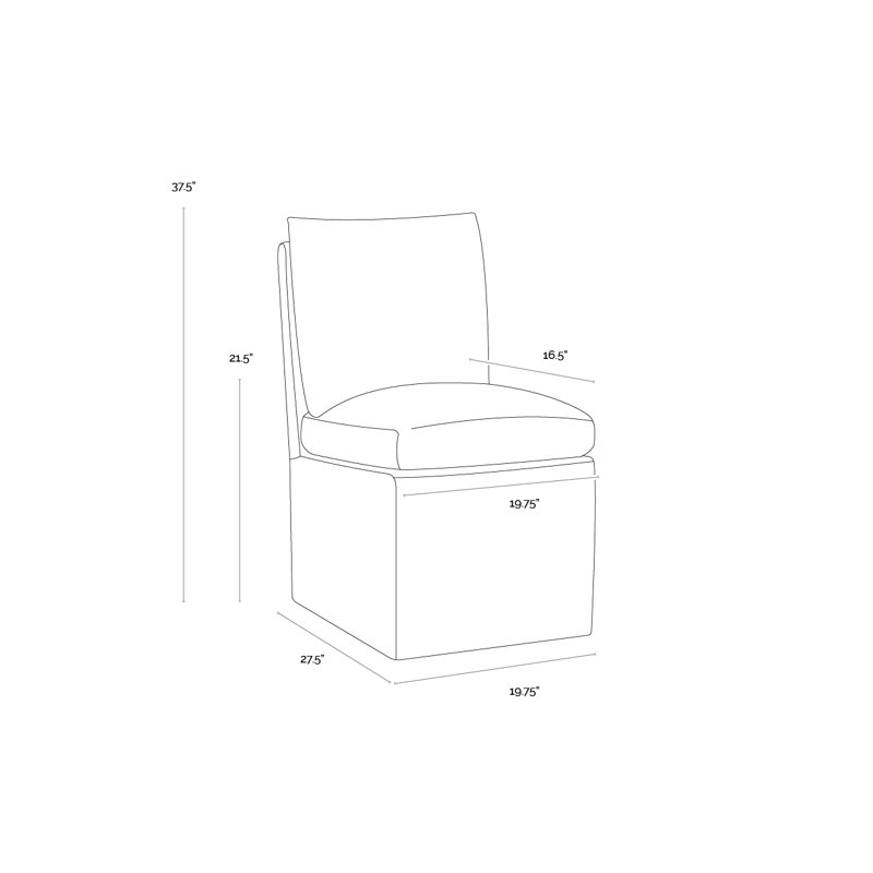 GLENROSE WHEELED DINING CHAIR - EFFIE LINEN