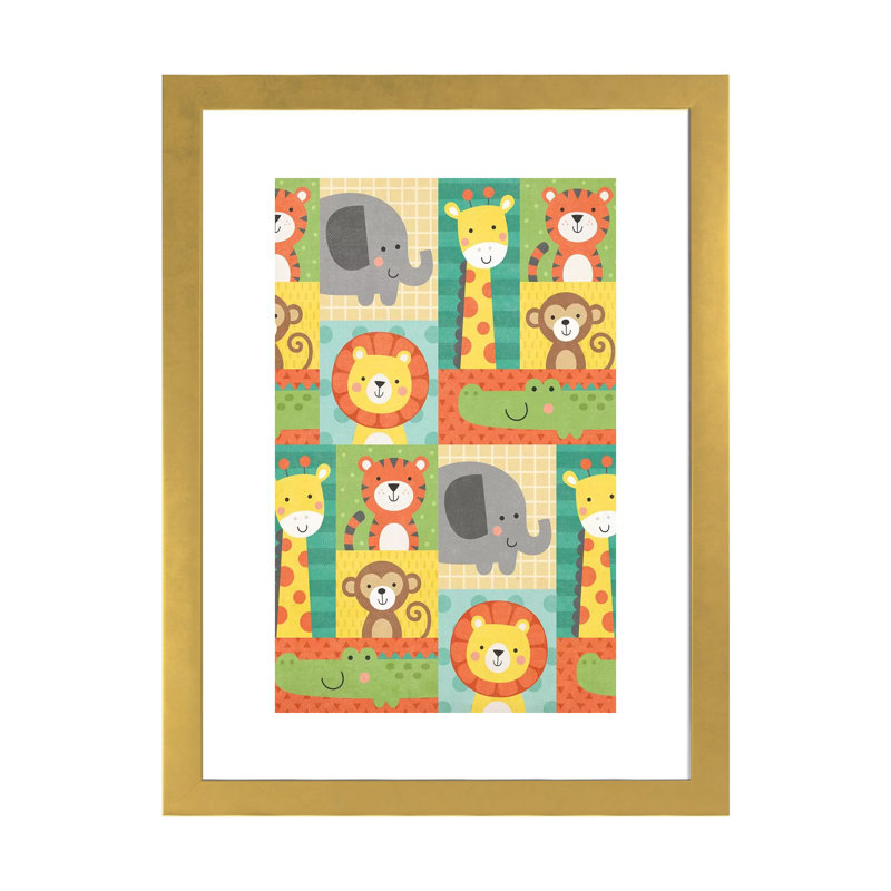 «Wild About Baby III» par Gail Veillette - impression d'art graphique, H 32 po x l 24 po x P 1 po, Toile encadrée d'or, Blanc