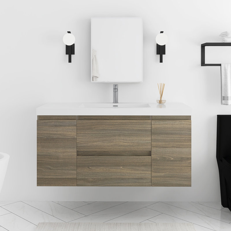 Meuble-lavabo flottant 48 po avec lavabo 48 po, Gris