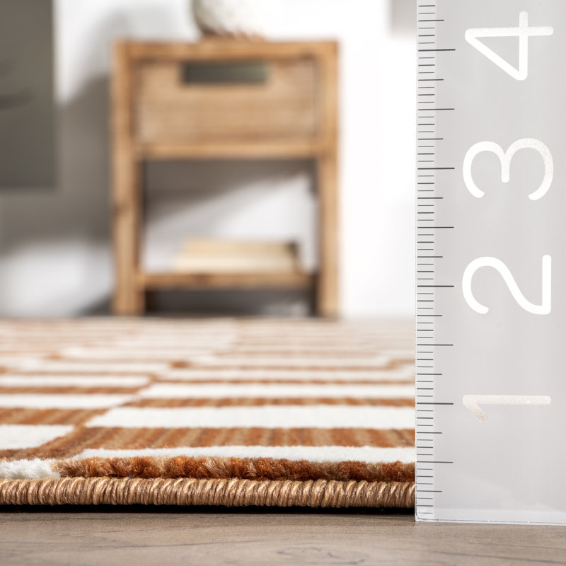 Tapis à franges et à carreaux Dominique, Tapis de couloir 2 pi 6 po x 6 pi