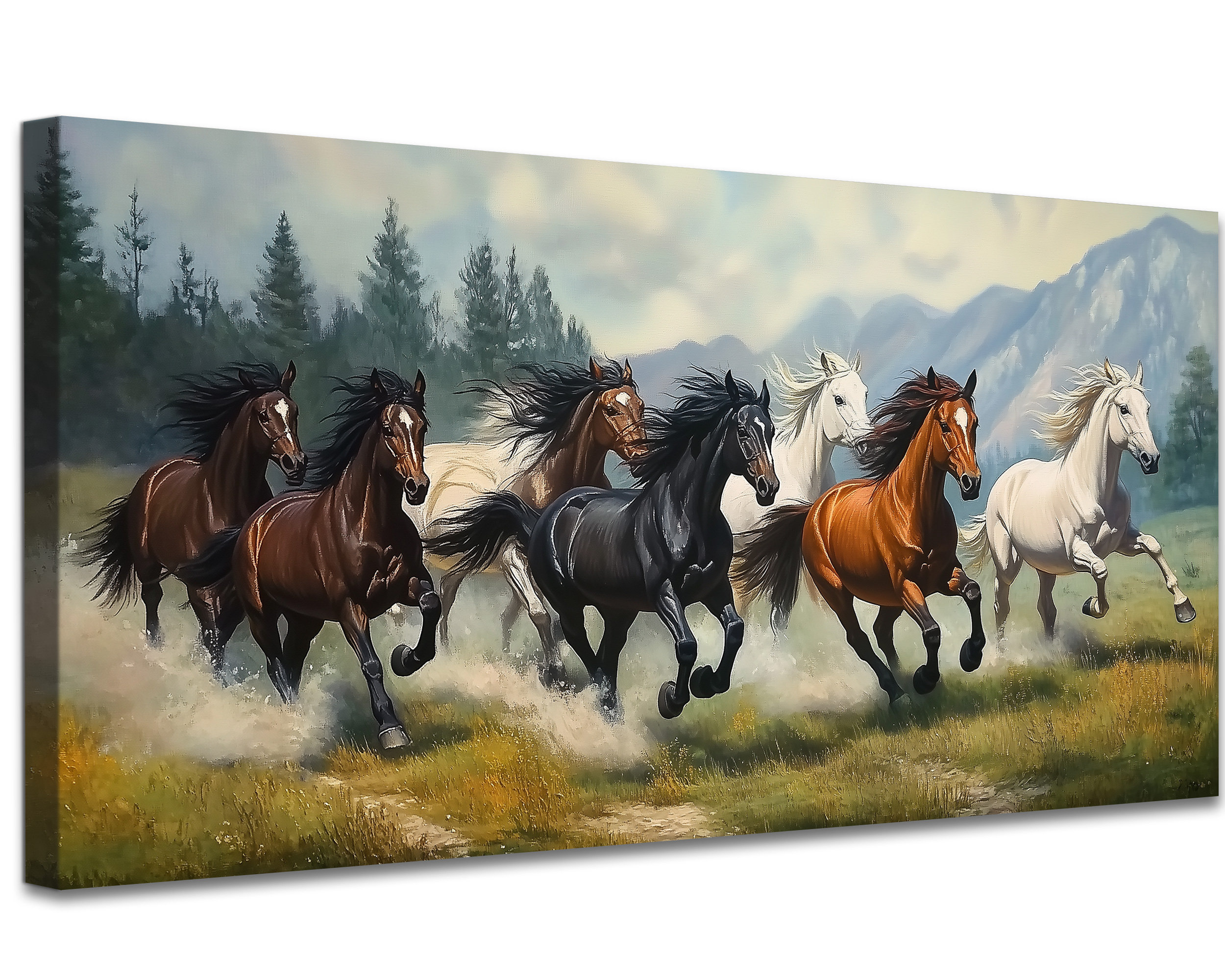 The Holiday Aisle® Running Horses Wall Art - Horse Canvas Artwork for ...
