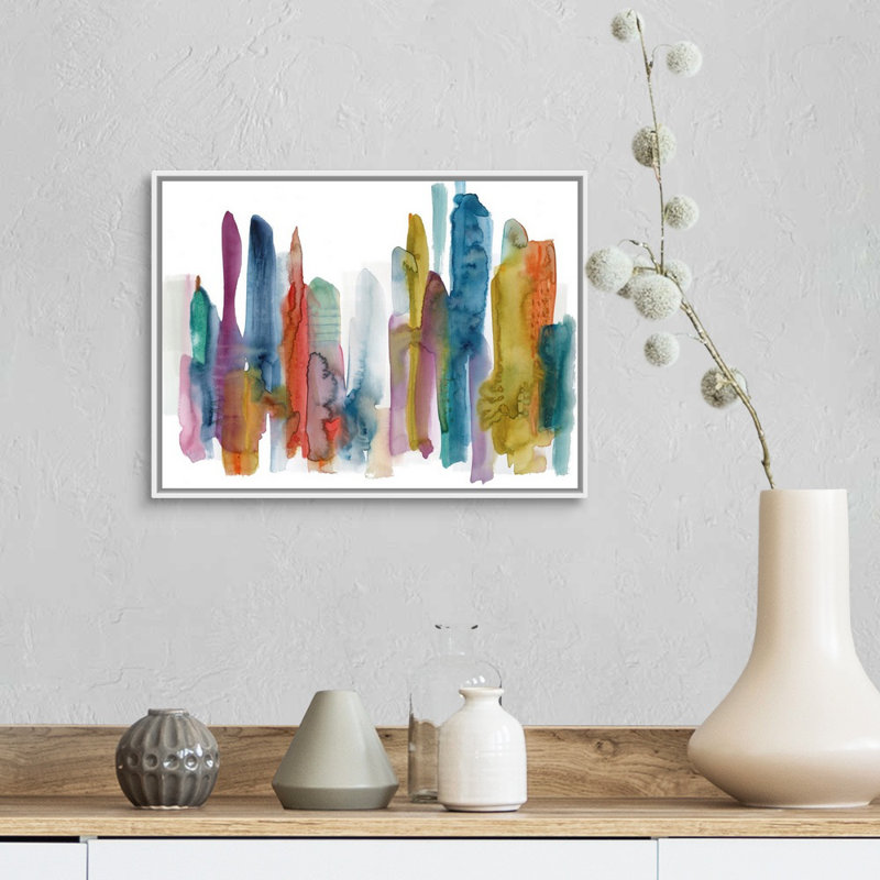 «Spectrum Skyline», reproduction d'art sur toile, Cadre flottant blanc, H 13,7 po x l 17,7 po x P 1,75 po