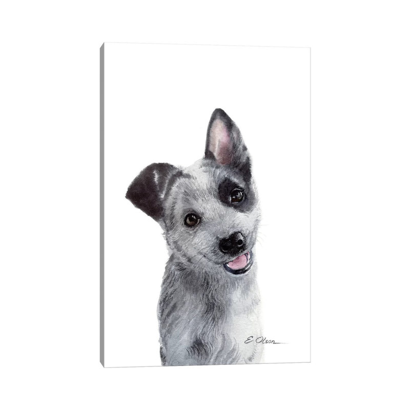 Blue Heeler Puppy - Wrapped Canvas Painting, 20.32 cm H x 30.48 cm W