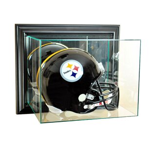 Full-Size Football and Helmet Display Case with Mirror Yellow Risers / Black Base / Wall Mount