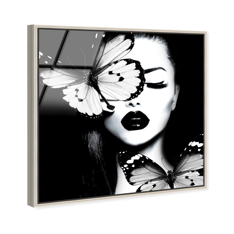 Oliver Gal Dutchess of The Butterflies II Fashion - Framed Acrylic Glass Wall Art, 30" H x 30" W, Silver