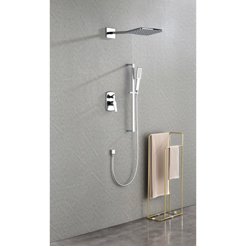 Système de douche avec pomme de douche de couleur, pomme de douche à main, barre coulissante, bras, tuyau, garniture de soupape pour le système de décoration de salle de bain: le tuyau simule la douche à pluie naturelle