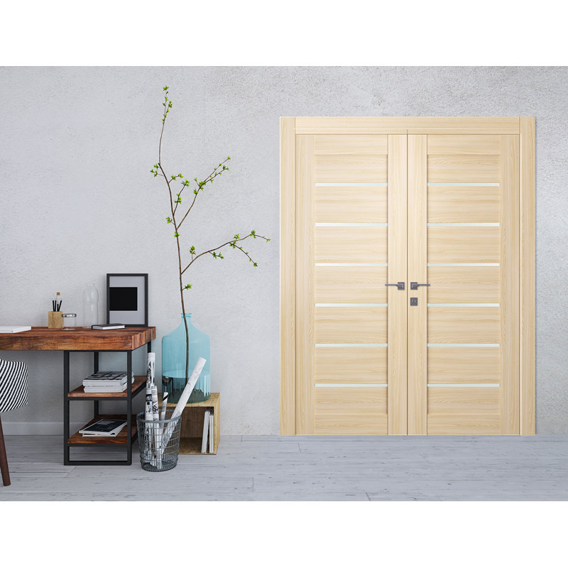 Porte standard préfinie en bois manufacturé Avon, 55,5 po x 83,23 po, Frêne de la loire, Réversible