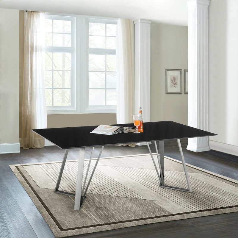Tyreece Glass Top Metal Base Dining Table