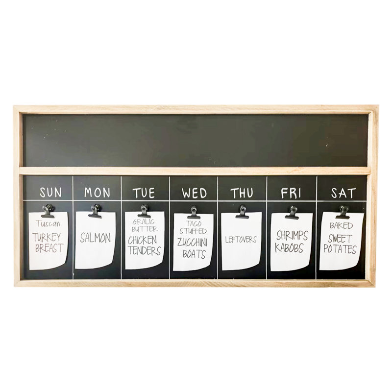 Planificateur de menu hebdomadaire en bois noir 31,5 po
