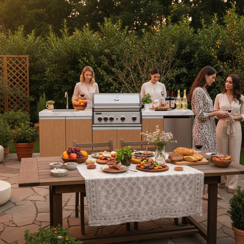 Cuisine d'extérieur modulaire en bois 94 "5B - 3 panneaux Prokan Bespoke