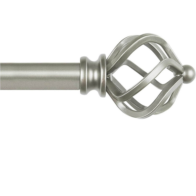 Adjustable 80cm to 148cm 1.9cm Single Curtain Pole, Antique Silver