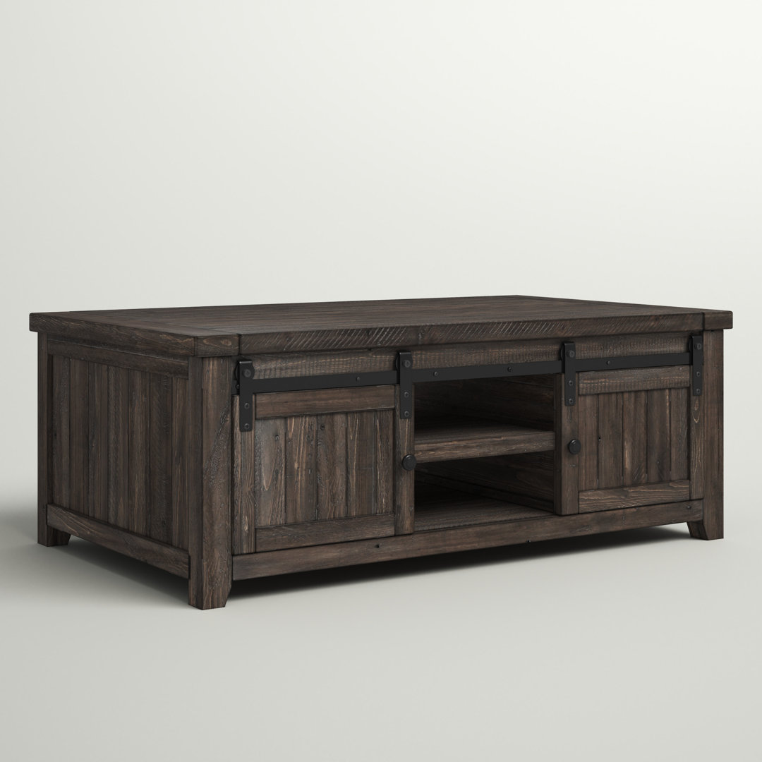 Solid Wood Coffee Table with Storage Sand & Stable™ Table Base 