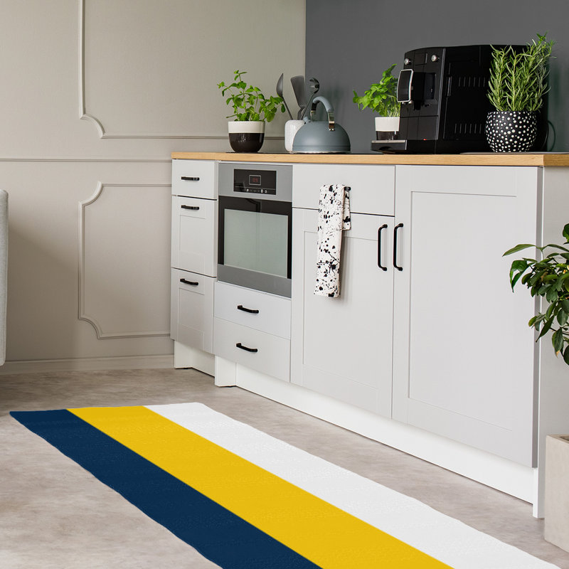 Tapis bleu/jaune, Tapis de couloir 2 pi 6 po x 8 pi