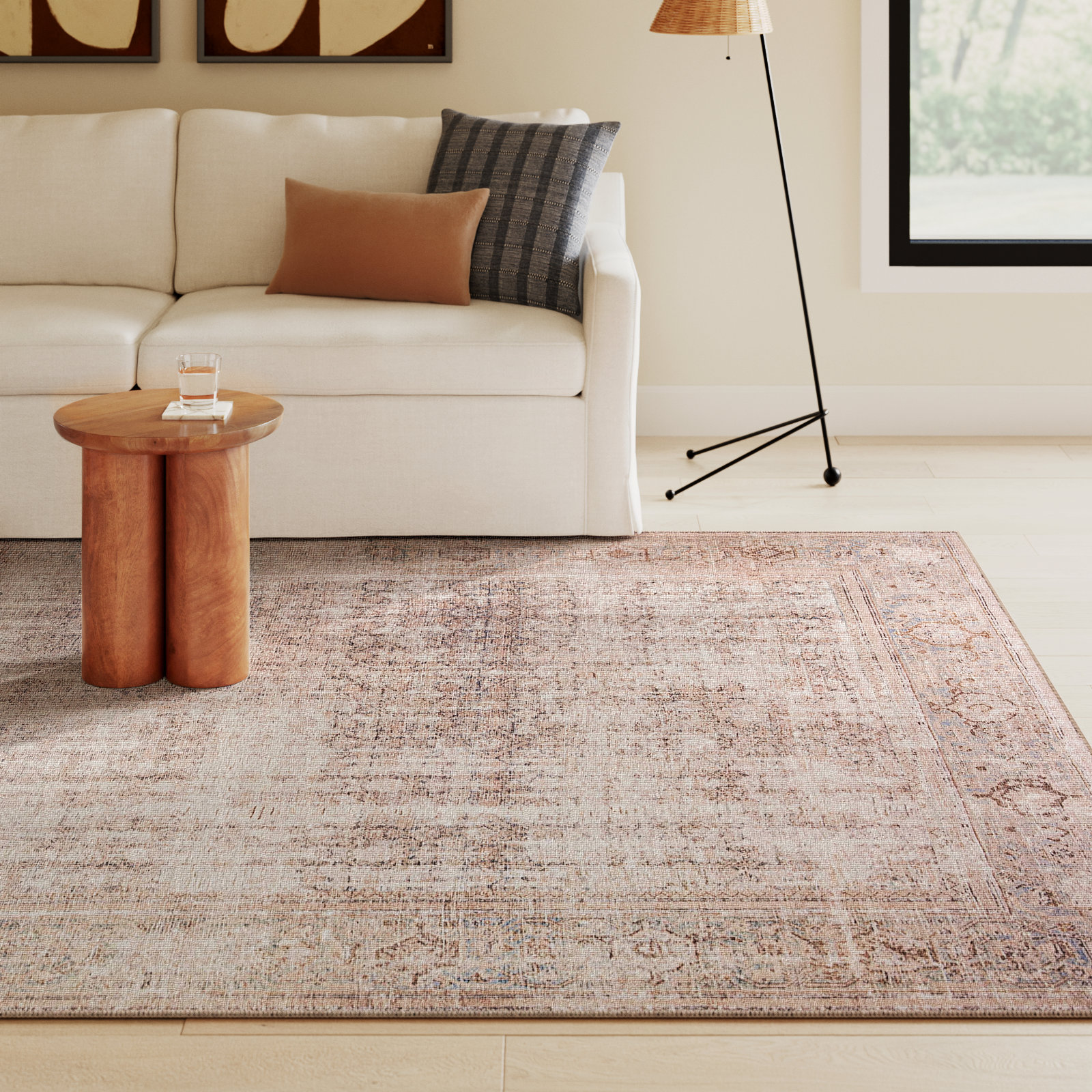 Georgie Oriental Ocean/Sand Area Rug, Rectangle 7'6" x 9'6"