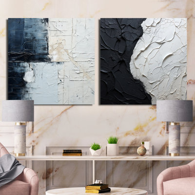 Cheryla - Ensemble de 2 collages carrés abstraits