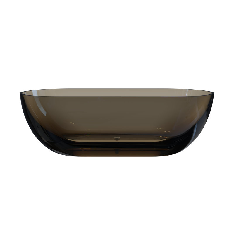 69" X 30" Freestanding Solid Surface Transparent Soaking Bathtub, Brown