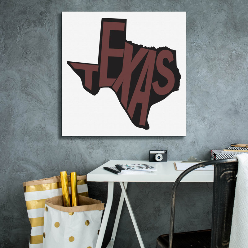 «Texas 2» par Art Licensing Studio, art mural sur toile, H 26 po x l 26 po x P 1,5 po