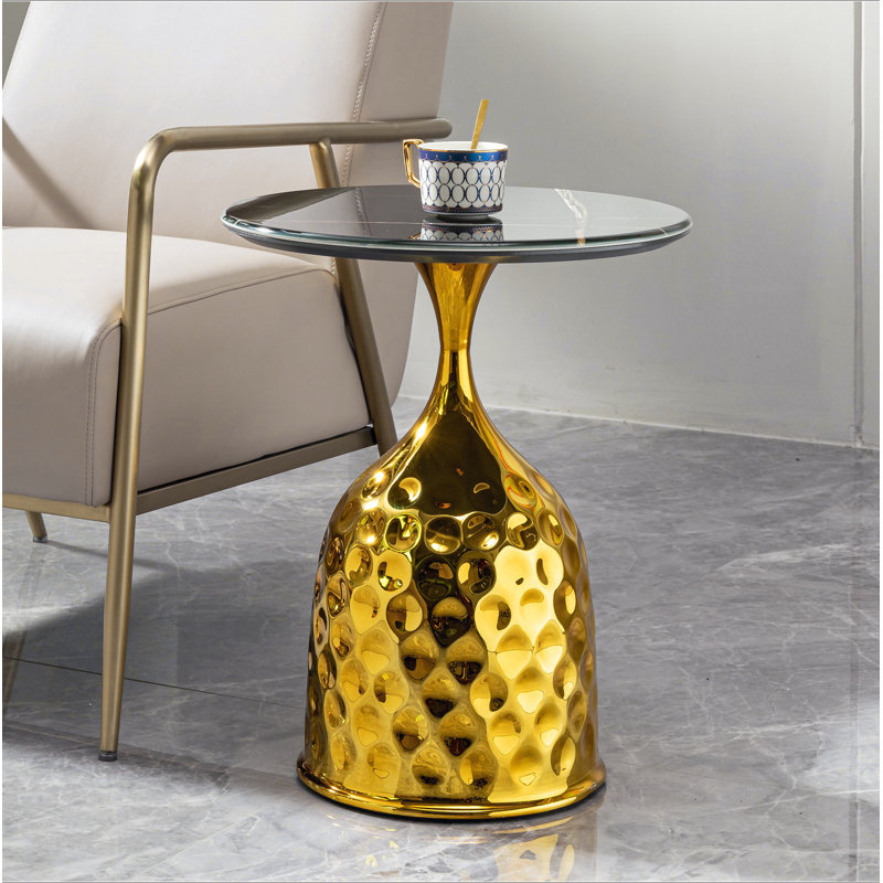 Table d'appoint pour canapé, table basse à plateau rond en fer, table de chevet de chambre à coucher / table de loisirs, table à thé avec balcon après-midi / table décontractée