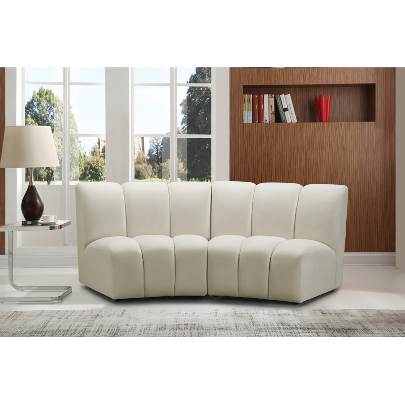Canapé modulaire en velours Infinity, 2 pièces, Velours crème