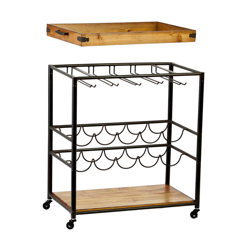 Celik Metal Bar Cart, Natural