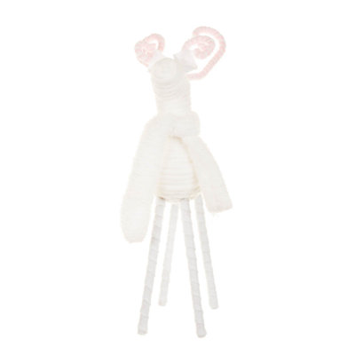 White Yarn Reindeer Figurine with Candycane Antlers