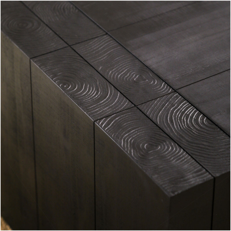 Table basse moderne en bois noir, table basse rectangulaire de 49 po pour le salon, la maison de campagne et le décor contemporain