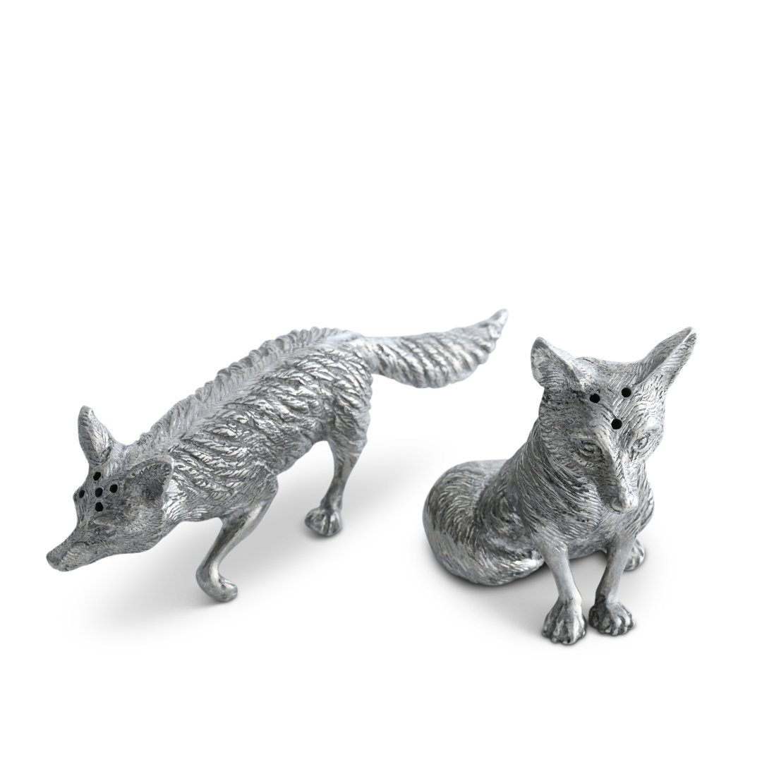 Morning Hunt Pewter Foxes Salt and Pepper Shaker Set Vagabond House