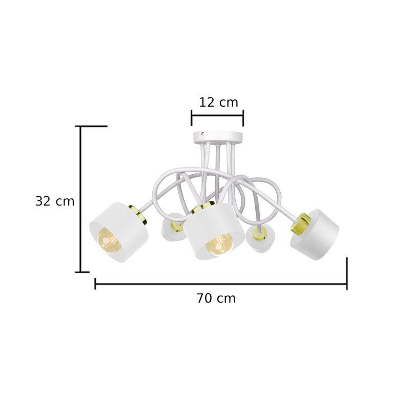 Bavory Flush Mount, White, White/Gold