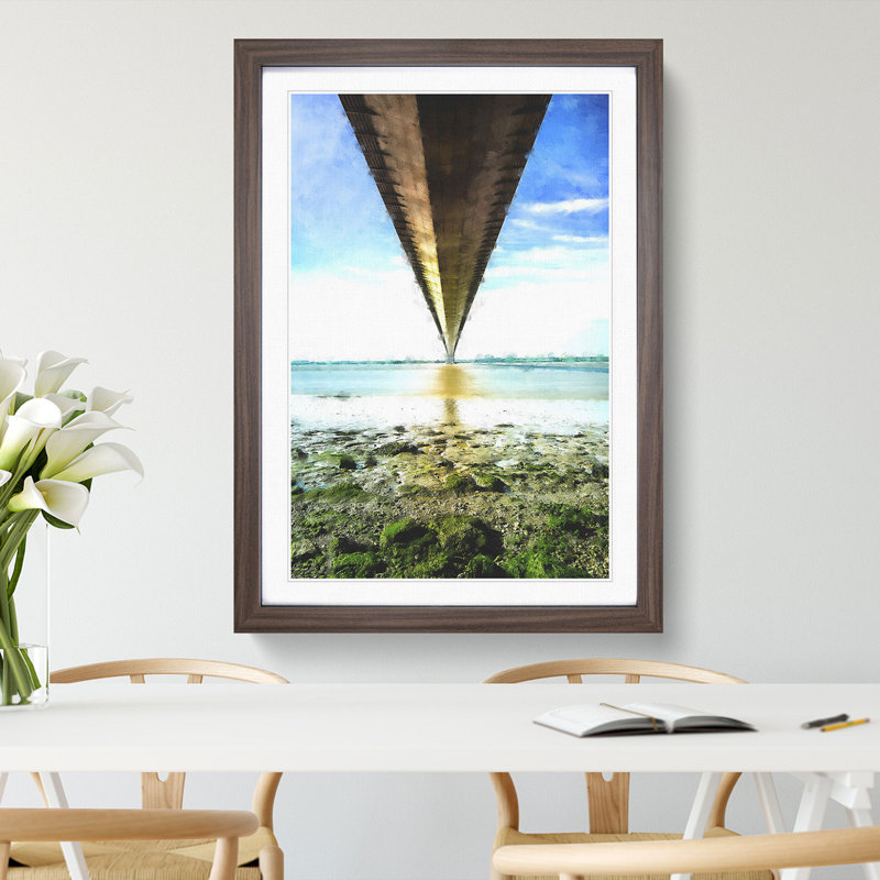 Humber Bridge - Picture Frame Graphic Art, Walnut Framed, 65cm H x 48cm W x 2cm D
