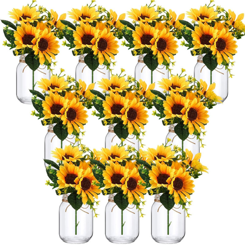 10-piece Sunflower Mason Jar Flower Centerpiece Set