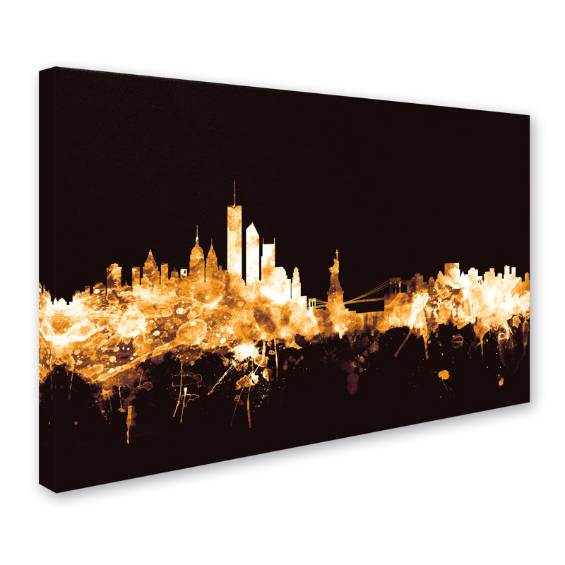 « new york horizon gold », impression sur toile tendue, H 16 po x l 24 po x P 2 po