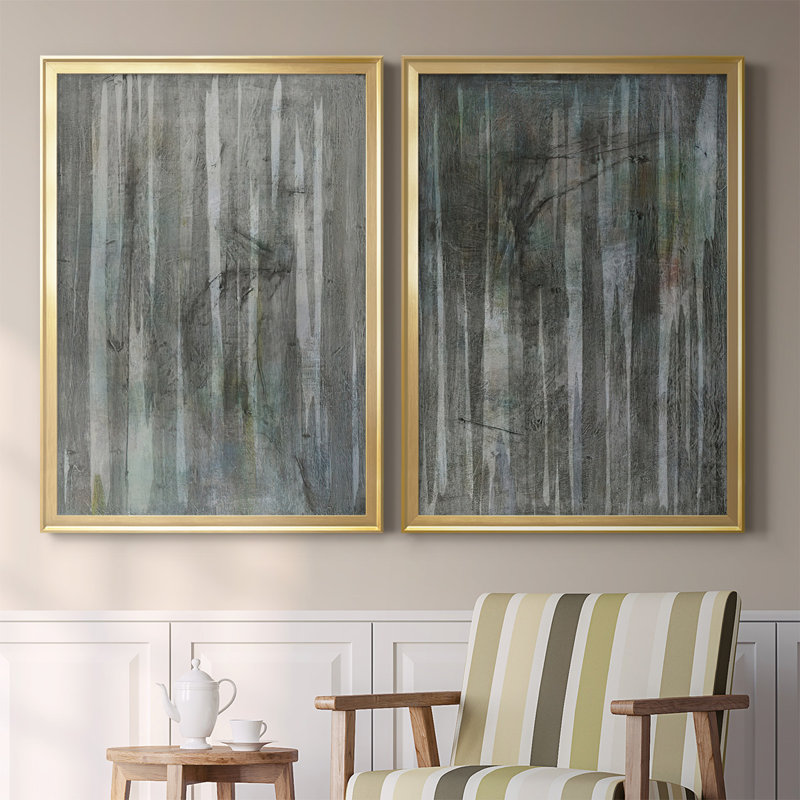 Birch Forest Abstracts I, toile encadrée de qualité supérieure - prête à être accrochée, H 30,5 po x l 45 po x P 2,5 po, Or