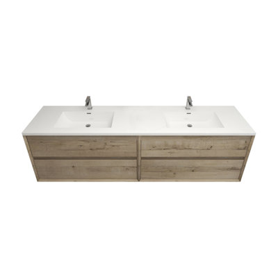 84" Wall-Mounted Double Sink Bathroom Vanity Set