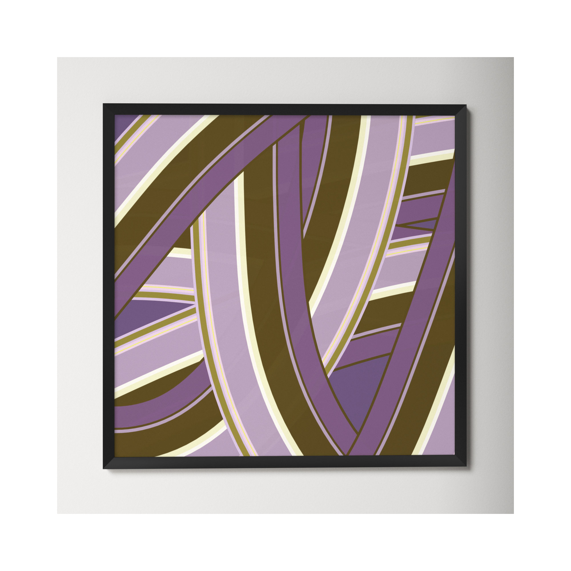 Lavender Twist by Jacques Pilon, 36" H x 36" W x 1.25" D, Black Wood