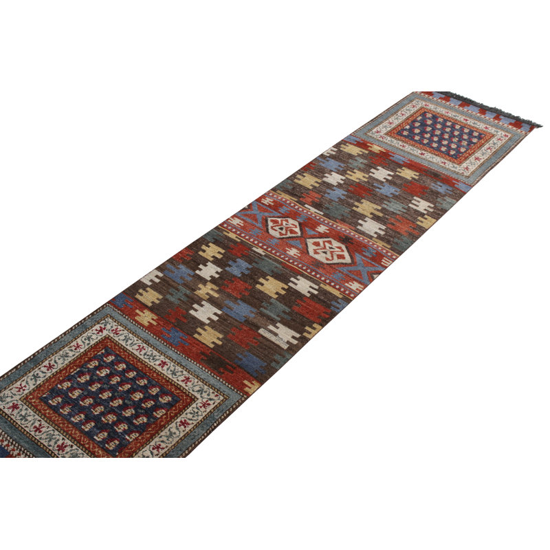 Rug & Kilim’S Tribal Runner In Beige-Brown All Over Geometric Pattern, Runner 3' x 14'