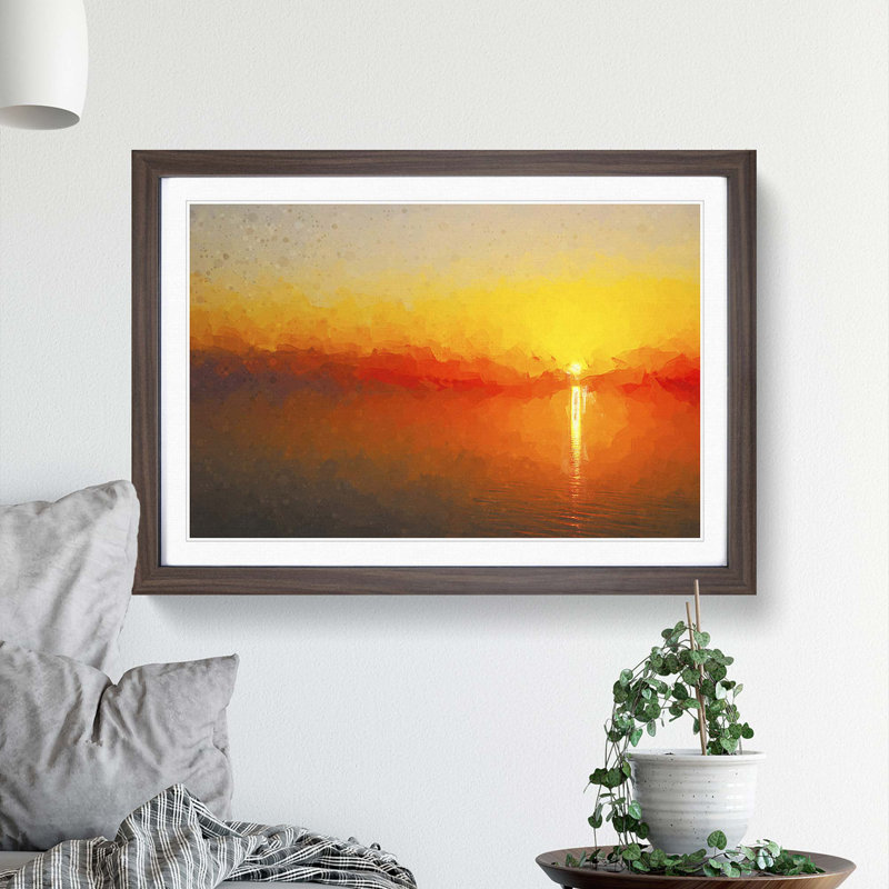 Reflection of an Orange Sunset in Abstract - Picture Frame Graphic Art Print, Walnut Framed, 62cm H x 87cm W x 2cm D