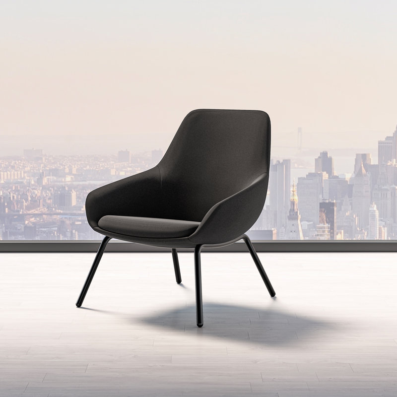 Lilly Upholstered Lounge Chair from 9to5 Seating, Black, Black Polyester
